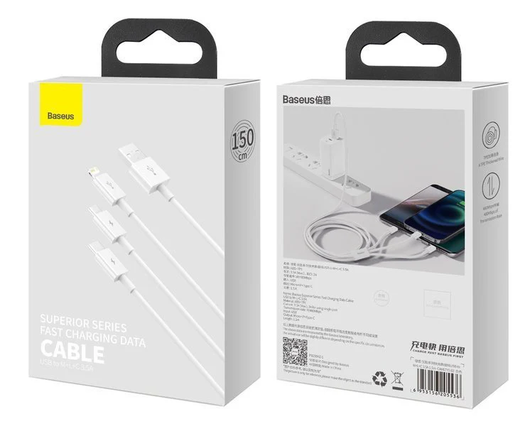 Baseus Superior | 3-in-1 USB - USB-C Micro Lightning 3.5A cable Image 11