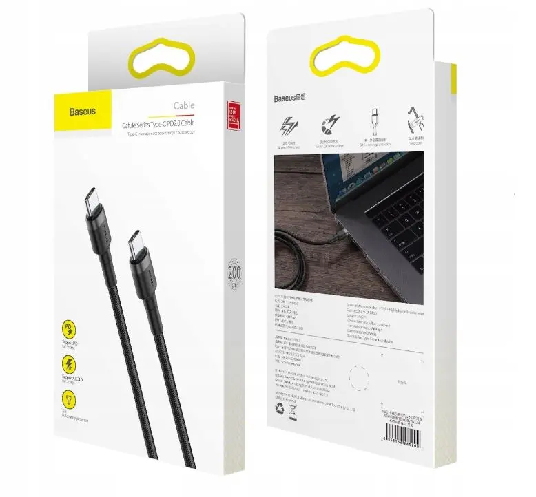 Baseus USB-C Type-C Strømforsyning 60W QC-kabel 2m – bilde 9