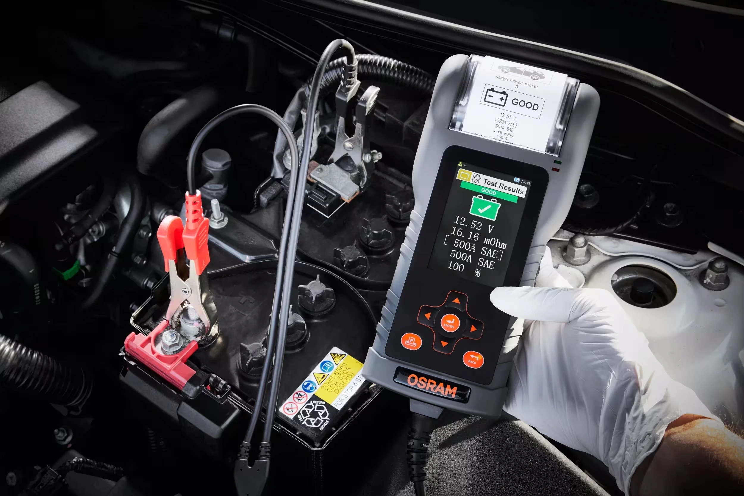 Batterianalysator Osram BATTERYtest PRO OBAG900 │ Profesjonell 12V / 24V tester med skriver – bilde 10