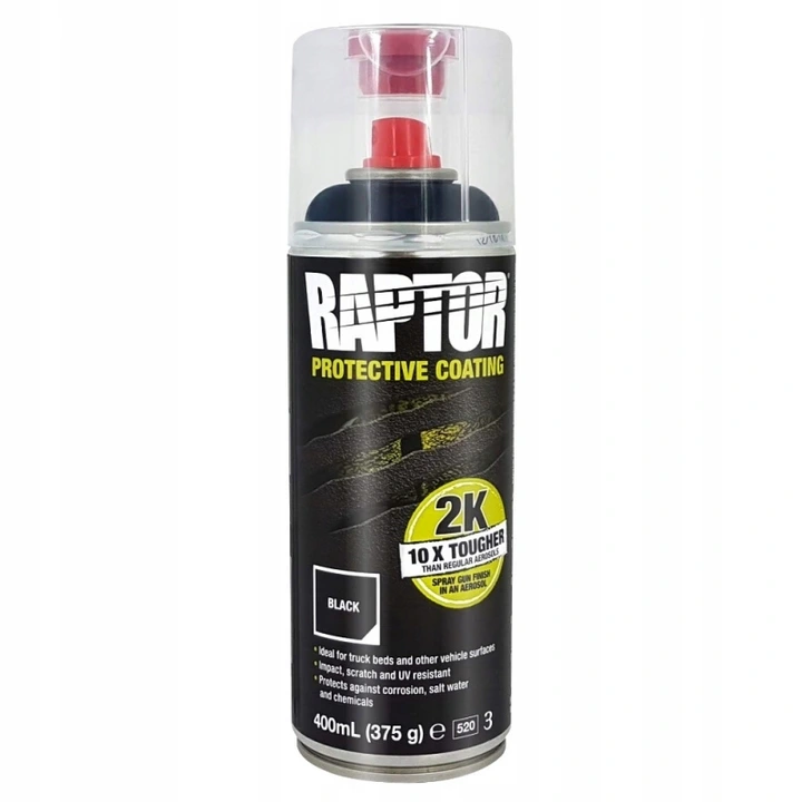Bedliner Raptor 2K Epoxy Aerosol Black │ Ekstremt slitesterk beskyttelse mot rust og korrosjon - 400ml Image 1