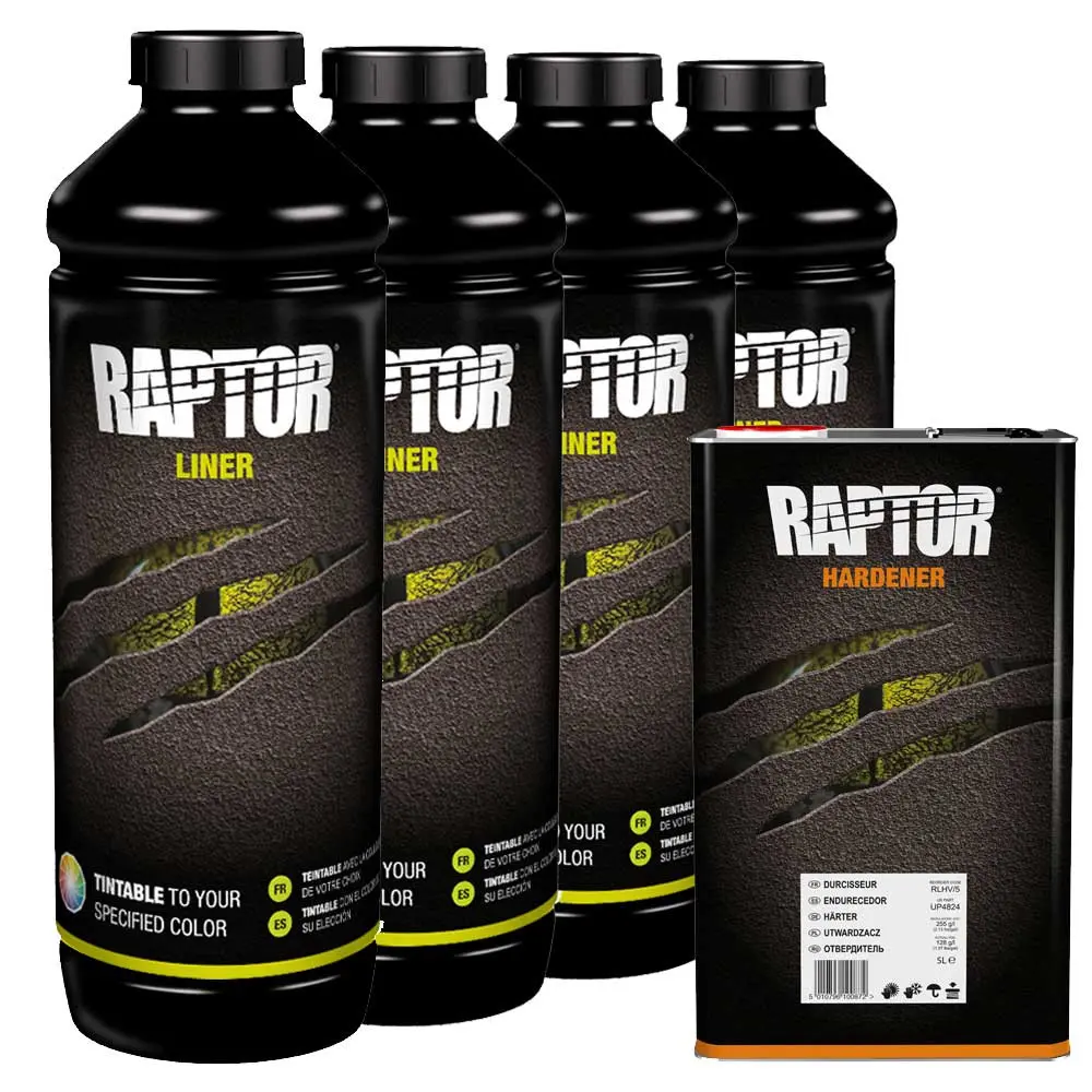 Bedliner Raptor U-Pol Black 4-pack │ 2K bedliner- og strukturbelegg Bed Liner & Texture Coating - 3800 ml Image 2