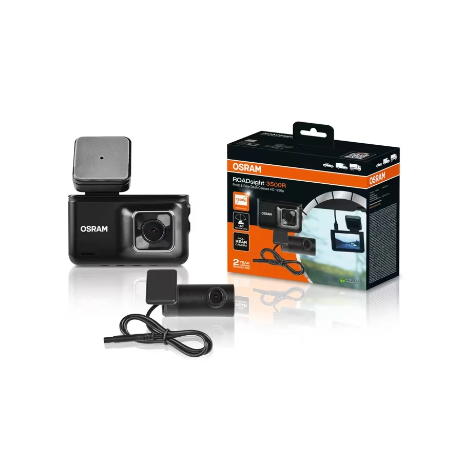 Bilkamera Osram ROADsight 3500R │ QHD 1296p Fremre og bakre kamera med GPS