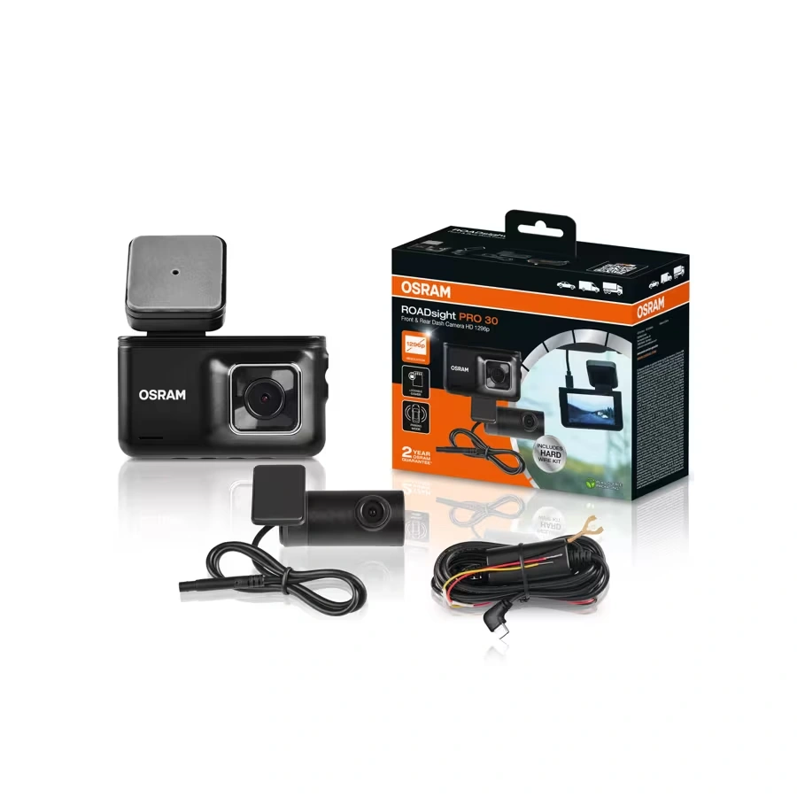 Bilkamera Osram ROADsight PRO 30 │ QHD 1296p Dashbordkamera med GPS og Hardwire-kit