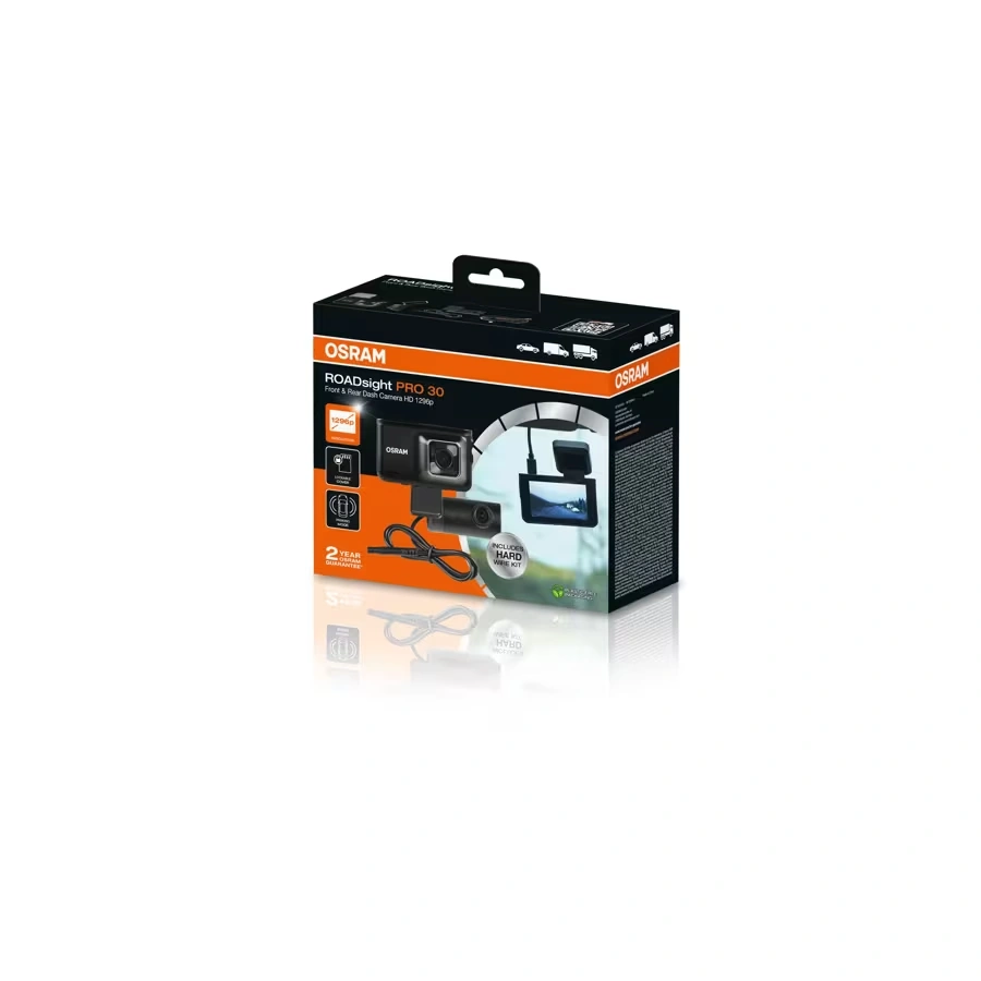 Bilkamera Osram ROADsight PRO 30 │ QHD 1296p Dashbordkamera med GPS og Hardwire-kit – bilde 2