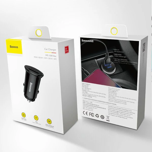 Billader Baseus Circular Plastic | USB-A Type-C USB-C PD 30W QC 3.0 SCP 5A Image 10