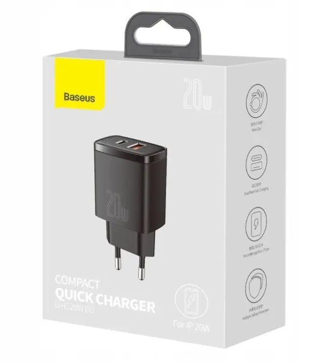 Billader BASEUS USB STRØMLADER USB-C QC 3.0 PD 20W – bilde 9
