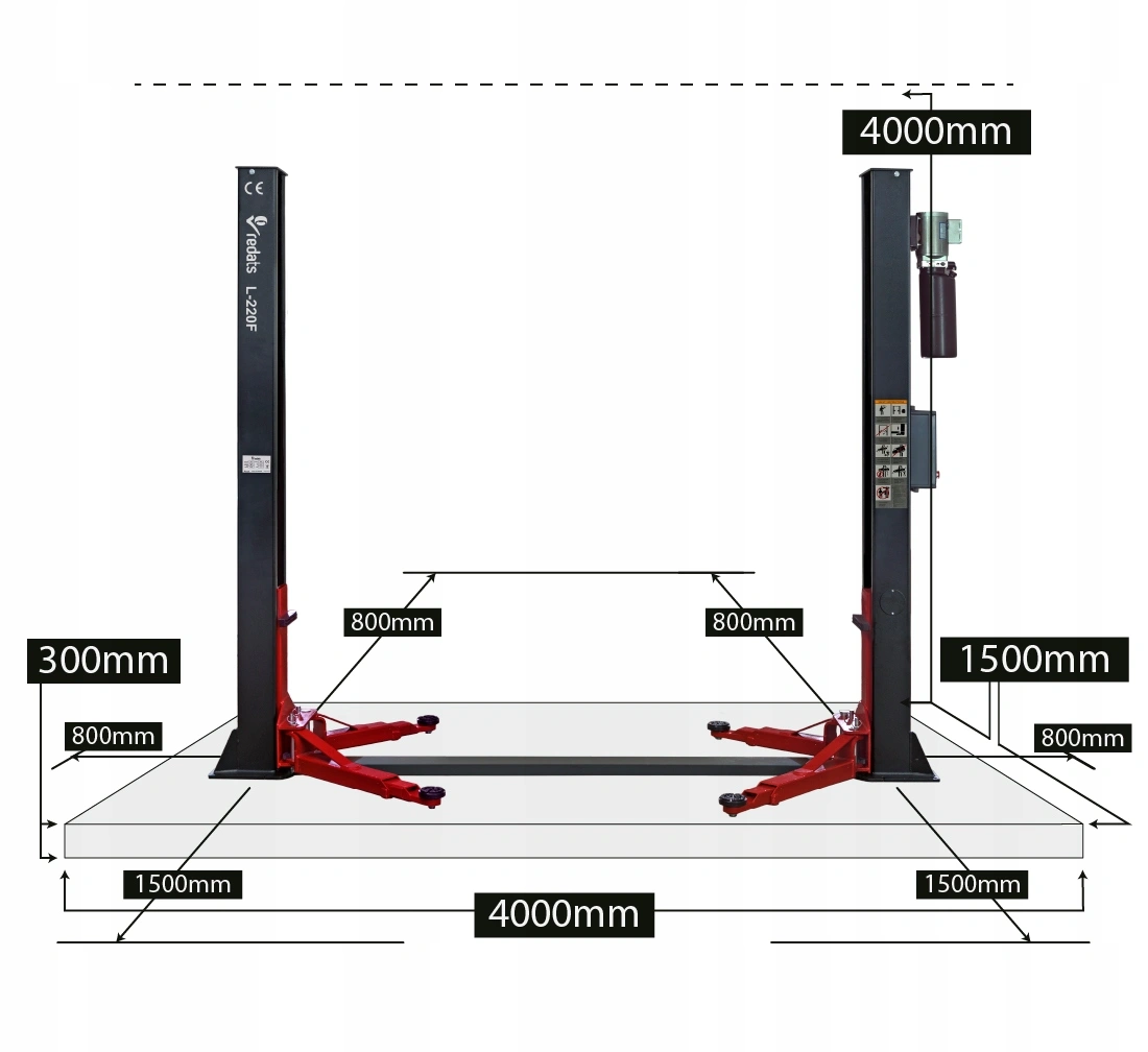 Billøfter 2-søylet løfte 4T Redats L-220F 230V helautomatisk løftebukk Image 13
