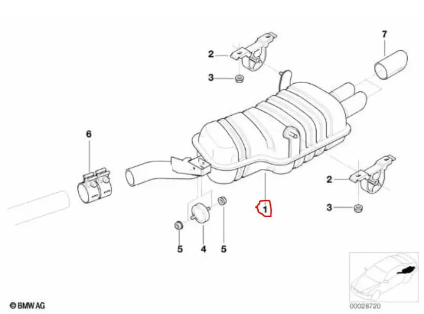 BMW 3-Serie IV-(E46) Bakre lyddemper