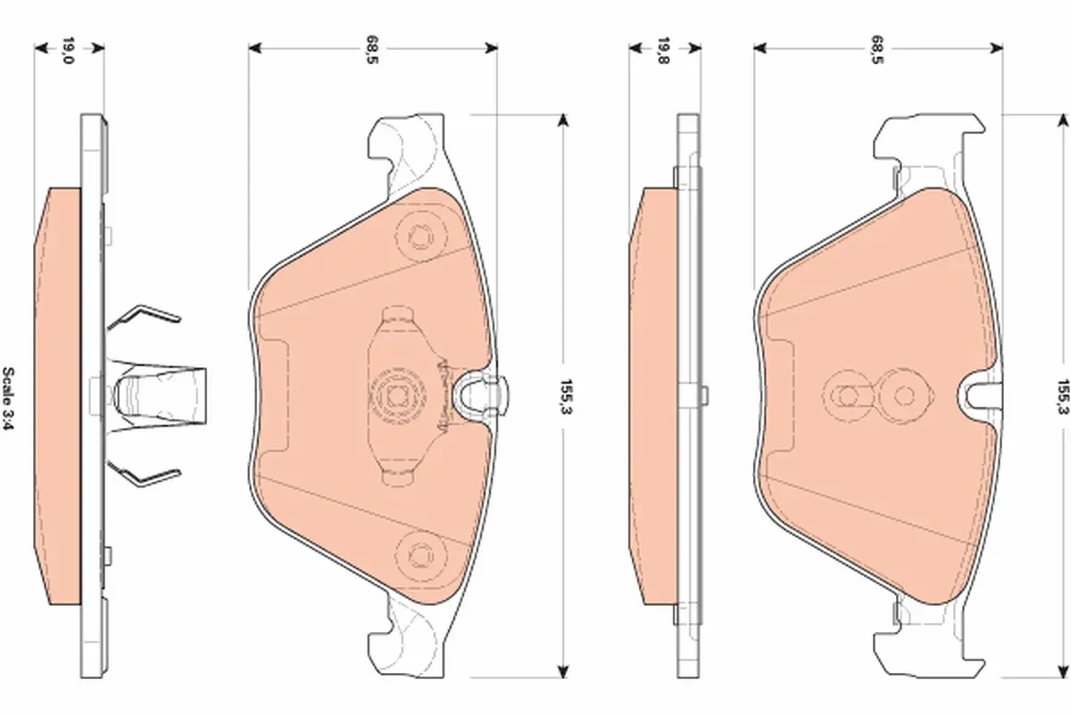 Bremseklosser foran BMW 5' F11 525dX N47S1