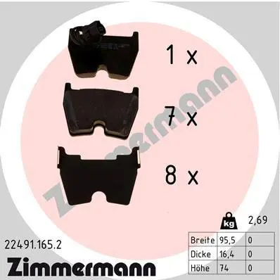 Bremseklosser sett RS3 (8V) quattro / RSQ3 (8U)  │ framaksel - Zimmermann Brake pad set – bilde 6