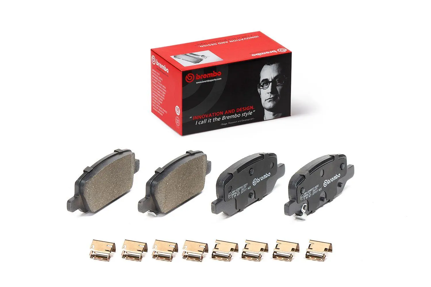 Bremseklosser sett Tesla Model 3 / Model Y │ bakaksel - Brembo sett med tilbehør, med antihyle blikk