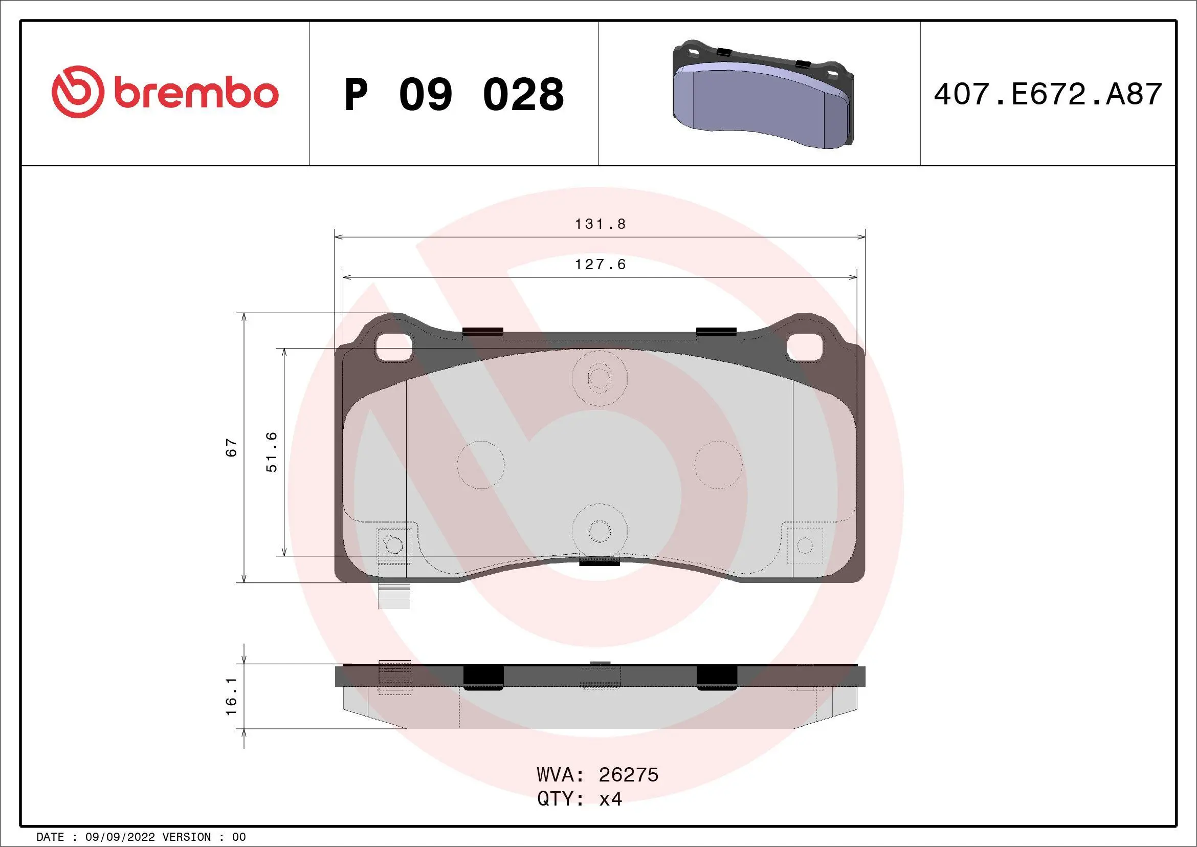 Bremseklosser sett Tesla Model 3 / Model Y │ framaksel - Brembo Brake pad set with accessories, with anti-squeak plate – bilde 2