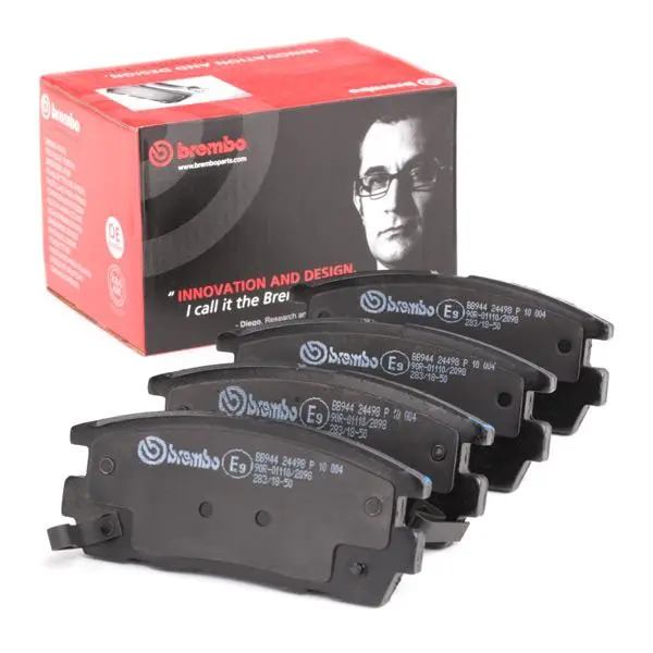 Bremseklosser sett Tesla Model S / Model X / Model 3 │ framaksel - Brembo Brake Pad set with acoustic wear warning Image 1