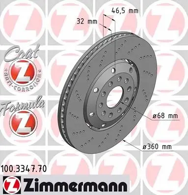 Bremsesett Audi RS4 B5 Quattro │ framaksel - Zimmermann Formula Z Brakes Perforated Image 2