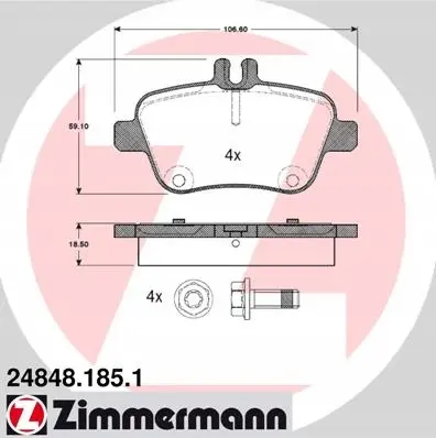Bremsesett bak ZIMMERMANN Mercedes-Benz B-Klasse W246 – bilde 3