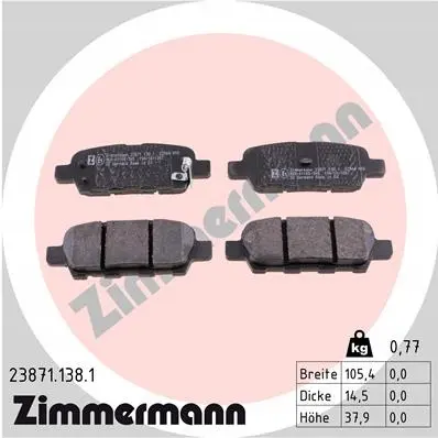 Bremsesett bak ZIMMERMANN Nissan Leaf / Juke / Qashqai 292mm Image 3