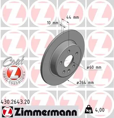 Bremsesett bak ZIMMERMANN Opel Ampera-e 264mm 15" – bilde 2