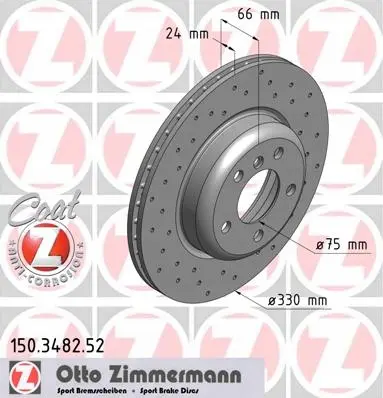 Bremsesett foran BMW f10 / F11 330mm Zimmermann Sport  Z-Coat Image 3