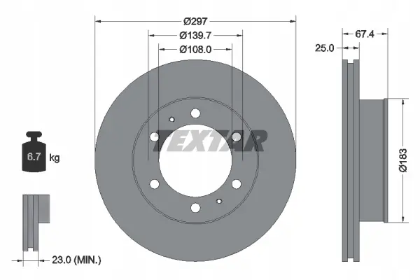 Bremsesett foran Textar TOYOTA HILUX VII 297mm – bilde 2