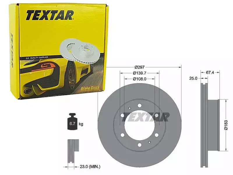 Bremsesett foran Textar TOYOTA HILUX VII 297mm – bilde 4