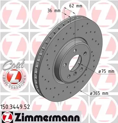 Bremsesett foran ZIMMERMANN BMW X5 (F15/F85) xDrive50 365mm – bilde 2