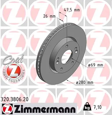 Bremsesett foran ZIMMERMANN Kia e-Soul I / Kia Soul I / Kia Soul II - 15" – bilde 3