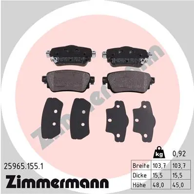 Bremsesett foran ZIMMERMANN Nissan Leaf II 2017 - 2024 – bilde 3