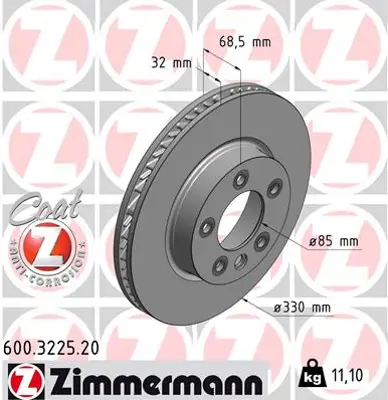 Bremsesett foran ZIMMERMANN Volkswagen Touareg I 2002-2010 – bilde 7