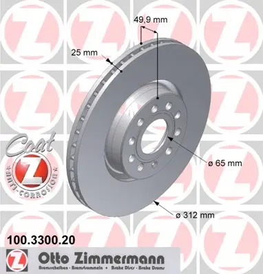 Bremsesett foran ZIMMERMANN VW E-Golf / VAG 312mm – bilde 2