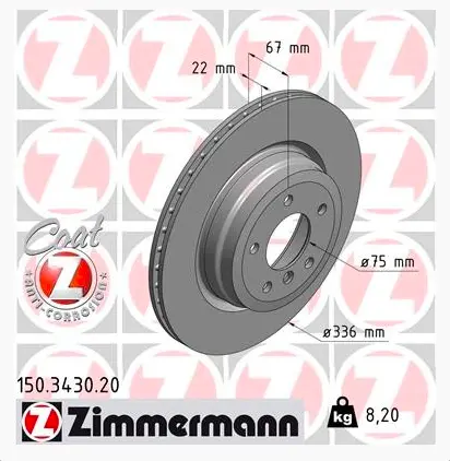 Bremseskive 336mm sett bak BMW 3-serie E90 E91 E92 E93 X1 E84 ZIMMERMANN