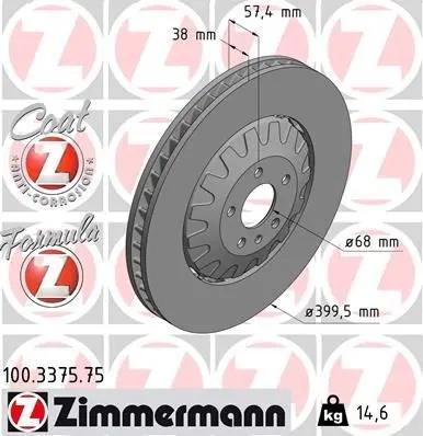 Bremseskive Audi  │ framaksel Ø: 400mm - Zimmermann Brake disc - 1 stk. Image 5