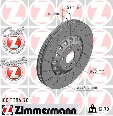 Bremseskive Audi RS4 / RS5 Quattro │ framaksel - Zimmermann Formula Z Brake Disc Perforated