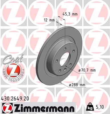 Bremseskive bak Opel Insignia B │ Zimmermann Coat Z – bilde 2