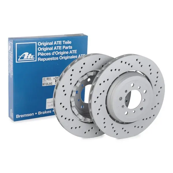 Bremseskive BMW M3 (E46) / M32 Z3 Z4 (E85/E86) │ framaksel høyre - ATE Brake Disc Perforated / Vented, Two-piece brake disc Image 1