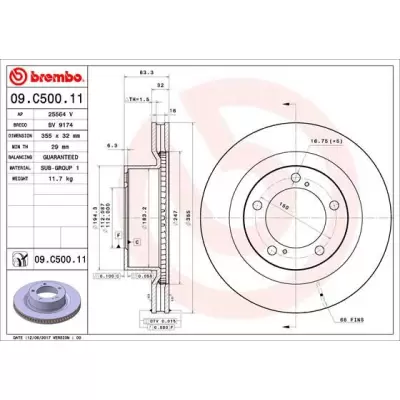 Bremseskive foran Toyota Land Cruiser J120 │ Ø: 355mm, innvendig ventilert, belagt Prime – bilde 2