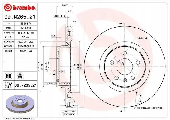Bremseskive Tesla Model S / Model X │ framaksel - Brembo Coated Disc Line Image 4