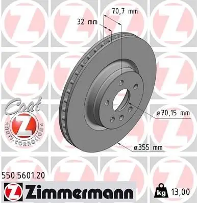 Bremseskive Tesla Model S / Model X │ framaksel - Zimmermann Coat Z  Brake Disc – bilde 2
