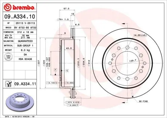 Bremseskive Toyota Land Cruiser / Lexus GX │ bakaksel - Brembo Coated Disc Line – bilde 4