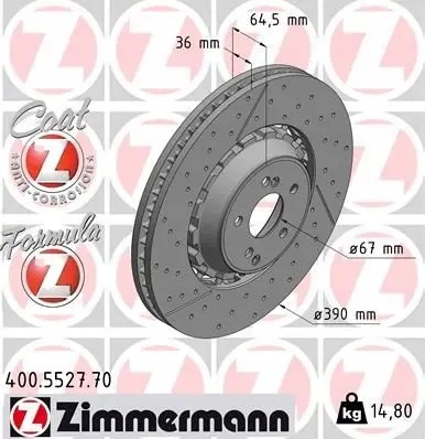 Bremseskiver sett Zimmermann Formula Mercedes-Benz 63AMG 390mm – bilde 2