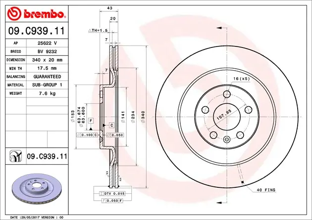 Bremseskiver Volvo XC40 / XC90 II │ bakaksel - Brembo Coated Disc Line 2 stk. – bilde 3