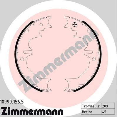 Bremseskosett for håndbrems Toyota Land Cruiser 90 / 120 / 150 │ Zimmermann Brake Shoe Set – bilde 2