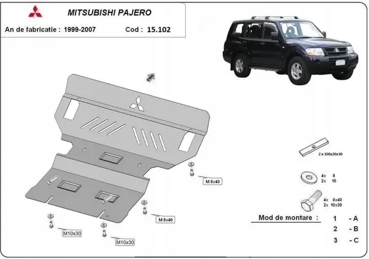 Bunnplate motordeksel stål Mitsubishi Pajero III 1999 - 2006 – bilde 5