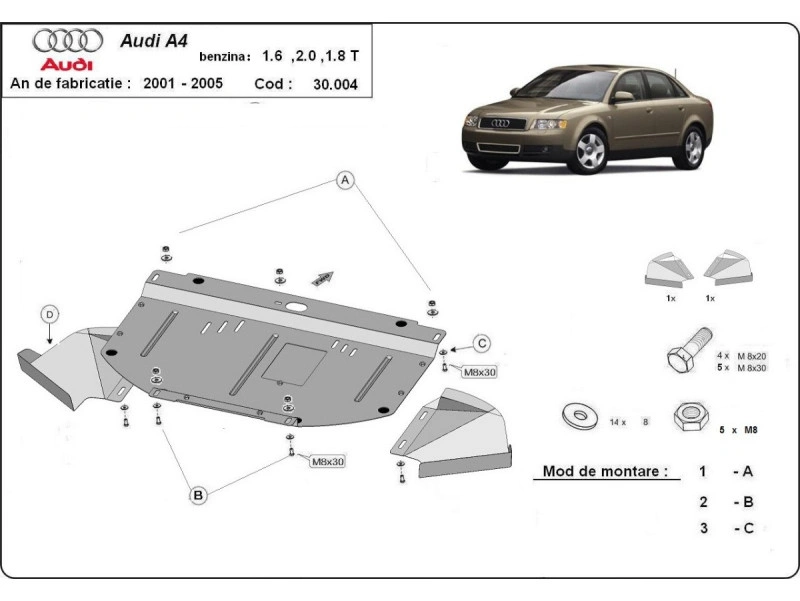 Bunnplate stål Audi A4 / Skoda Superb / VW Passat | Motordeksel - Beskyttelse deksel under motor – bilde 2
