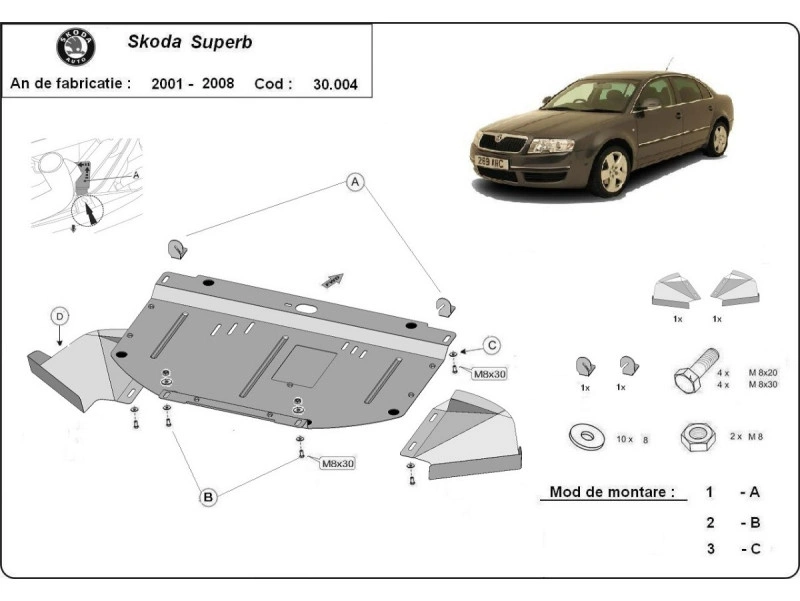Bunnplate stål Audi A4 / Skoda Superb / VW Passat | Motordeksel - Beskyttelse deksel under motor – bilde 8