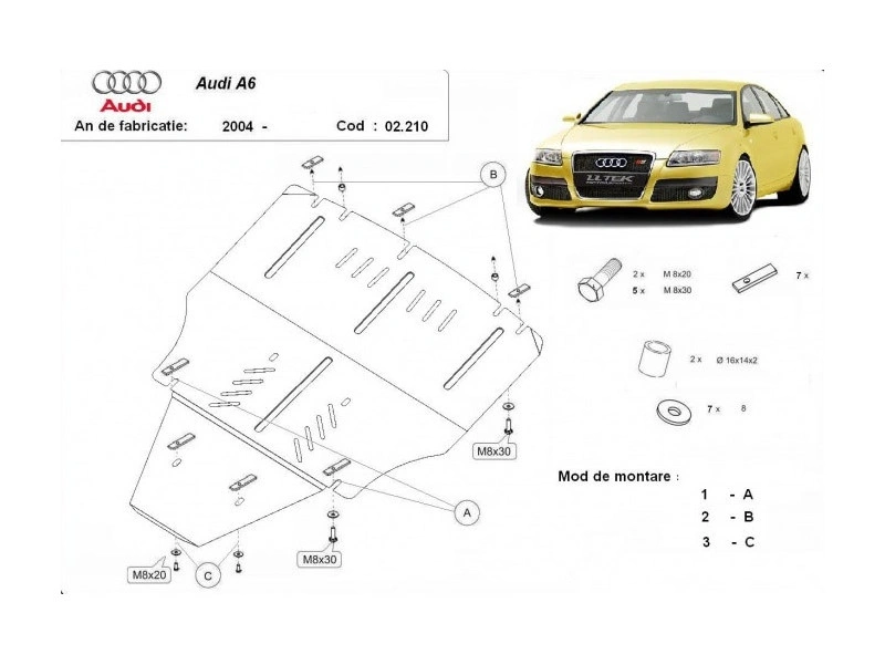 Bunnplate stål Audi A6 C6 2004 - 2011 | Motordeksel - Beskyttelse deksel under motor – bilde 2