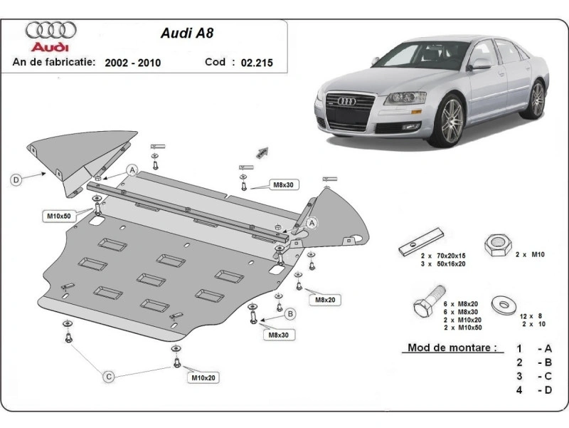 Bunnplate stål Audi A8 D3 2002 - 2010 | Motordeksel - Beskyttelse deksel under motor – bilde 2