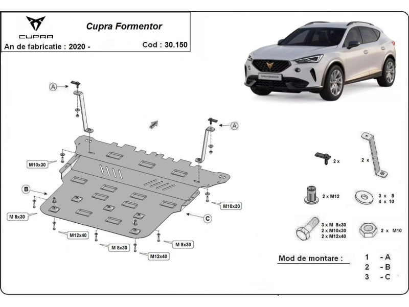 Bunnplate stål Audi / Cupra / Seat / Skoda / Vw | Motordeksel - Beskyttelse deksel under motor – bilde 2