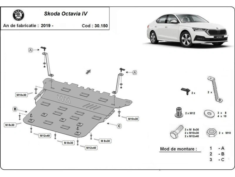 Bunnplate stål Audi / Cupra / Seat / Skoda / Vw | Motordeksel - Beskyttelse deksel under motor – bilde 4
