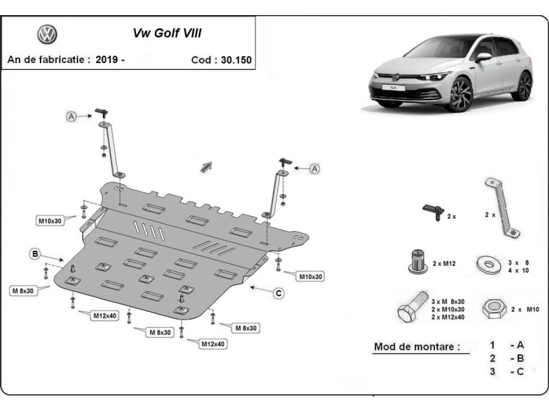 Bunnplate stål Audi / Cupra / Seat / Skoda / Vw | Motordeksel - Beskyttelse deksel under motor – bilde 5