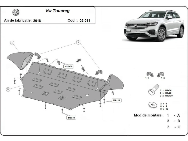 Bunnplate stål Audi / Porsche / Vw | Motordeksel - Beskyttelse deksel under motor Image 10